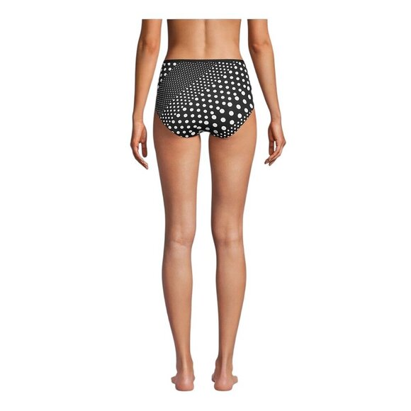 Lands’ End Reversible High-Waisted Bikini Bottom Black Polka Dot Size 12 NWT - Picture 9 of 9